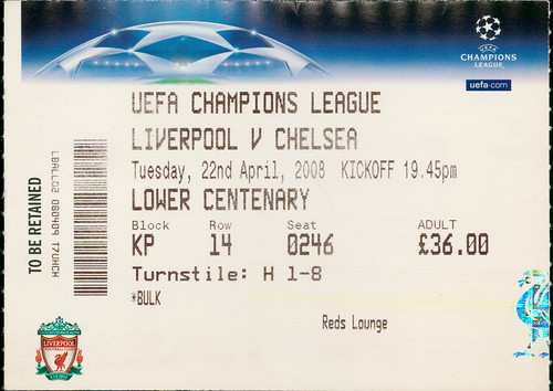 Liverpool v Chelsea, Champions League Semi Final, Anfield 22 April 2008